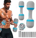 VAZILLIO Set of 2 Adjustable 10kg 5 in 1 Weight Dumbbells Adjustable for Men and Women, Neoprene Non-Slip Handle for Fitness, Gym, Pilates, Muscle Training – Blue