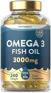 Omega 3 Capsules High Strength 3000mg | 240 Count | Fish Oil Supplement Providing 432mg of EPA and 288mg of DHA Per Daily Dose | by Horbaach