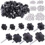 Mardatt 45 Sets M4 M6 M8 Star Knobs Male Thread Clamping Knob Screw Hand Tightening Knob Quick Removal Replacement Parts with 304 Stainless Steel Hex Nuts and Flat Washers Assortment Kit