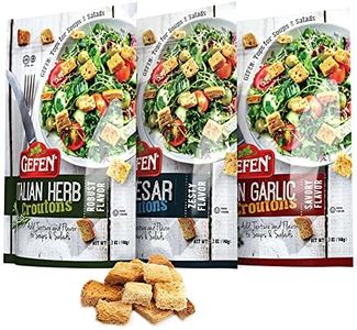 Gefen Seasoned Croutons Variety Pack 5.2oz (3 Pack) Dairy Free | Zesty Caesar, Italian Herb, and Onion Garlic | Perfect for Soups, Salads, Casseroles, and Your Frying Needs, Certified Kosher