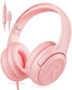 awatrue USB-C Kids Headphones with Mic - 85/94dB Volume Limiter, Foldable Wired Toddler Headphones for Boys & Girls, Over-Ear Type-C Kid Headphones for School, Travel, lPad, Tablet & Smartphones