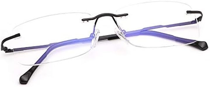 Rimless Clear Bifocal Reading Glasses Blue Light Blocking Readers for Men and Women Unisex Eyewear Far Near Dual-Use Lightweight Magnifying Anti Glare UV Digital Reduce Eyestrain Fashion Eyeglasses