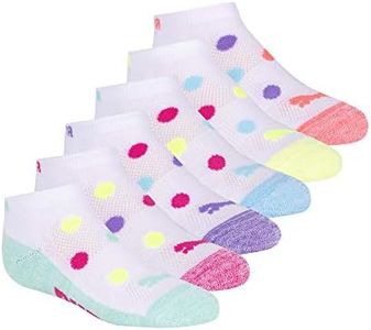 PUMA Kids' 6 Pairs Low Cut Socks, Bright Combo, 7-8.5