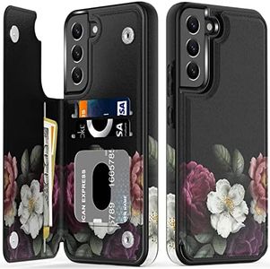 LETO Galaxy S23 Case,Flip Folio Leather Wallet Case Cover with Fashion Flower Designs for Girls Women,with Card Slots Kickstand Protective Phone Case for Samsung Galaxy S23 6.1" Cute Flrals