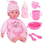 Molly Dolly Baby Doll Set - 40cm Talking Doll With Feeding Accessories Set - Baby Dolls For Girls - Doll Suitable From 2 Years +