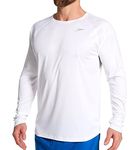 Speedo Men's UV Swim Long Sleeve Fitness Rashguard Rash Guard Shirt - White, Medium