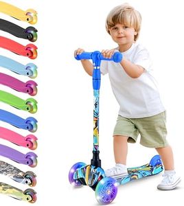 Hurtle 3-Wheel Scooter for Kids Ages 2–5 with Light-Up LED Wheels, Adjustable Handlebar & Rear Foot Brake for Boys & Girls, Lean-to-Steer