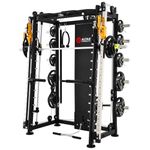 ALTAS Strength AL-3000F Multi Function Smith Machine Black and Yellow 2000IB Workout Light Commercial Fitness Equipment