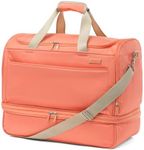 Atlantic Luggage Drop-Bottom Weekender, Duffel Bag, Overnight Travel Under Seat Carry On, Men and Women, 19 Inch, Coral Orange