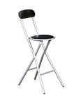 HOMION Colourful Folding Breakfast Round Padded Bar High Chair Stool Kitchen Party Office Stool Seat (Black)