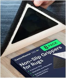 CasterMaster Rug Grippers - 8 Pack Anti-Slip Stickers to Stop Sliding Carpet and Keep Corners in Place, Dual-Sided Adhesive Strips, Non Slip Washable Pads for Area Rugs, Keep Corners in Place