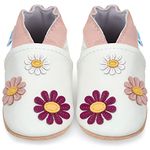 Soft Leather Baby Shoes with Suede Soles - Toddler Shoes - Infant Shoes - Pre Walker Shoes - Crib Shoes - Daisies 6-12 Months