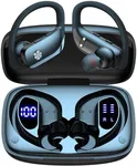 bmani Wireless Earbuds Bluetooth Headphones 48hrs Play Back Sport Earphones with LED Display Over-Ear Buds with Earhooks Built-in Mic Headset for Workout Black