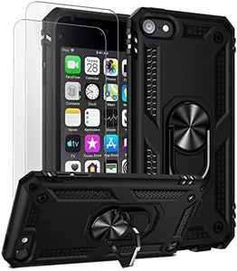 ULAK iPod Touch 7 Case, iPod Touch 6 Case, Hybrid Rugged Shockproof Cover with Built-in Kickstand for Apple iPod Touch 7th/6th/5th Generation (Black)