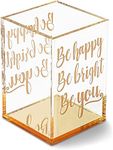 Paper Junkie Gold and Clear Acrylic Pen Holder with Inspirational Quotes (2.95 x 4.45 In)