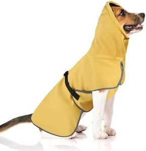 NACOCO Medium Dog Raincoat Waterproof - Adjustable Dog Poncho Raincoat Lightweight Rain Jacket with Soft Lining for Small Medium Dog Yellow (S)