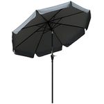 Outsunny 8.5 ft Outdoor Patio Umbrella with Tilt, Round Market Table Umbrella with Ruffles, Aluminium Pole, Crank, Top Vent for Garden, Backyard, Deck, Dark Grey