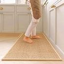 Kitchen Rug Set 2 Piece Non Slip and Anti Fatigue Kitchen Mat, Washable Mats and Rugs for Kitchen,Hallway Runner Set, Dining Room, Entryway and Home Decoration Office (Caramel)