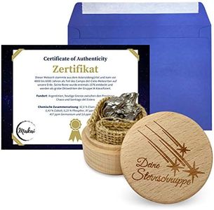 Makai - Vero meteorite, stella cadente con certificato di autenticità, confezione regalo, biglietto personalizzato con dedica (scatola di legno e certificato)