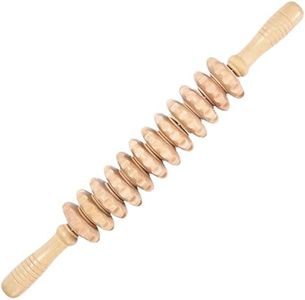 PURAVA Wooden Massage Roller - Curved Design Massage Roller Stick for Enhanced Circulation and Relaxation - Portable and Lightweight Wooden Roller Massager - Natural Brown