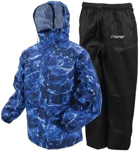 FROGG TOGGS Men's Standard Classic All-Sport 3-Layer Waterproof Breathable Rain Suit, Mo Blue Marlin/Black, Large