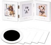 DeerZone Paw Print Ornament Kit Frame,Pet Picture Keepsake Frame, Dog Paw Print Kit, Inkless Paw Print Stamp Pad for Dogs Cats,Pet Lover Gifts(White/Glod)