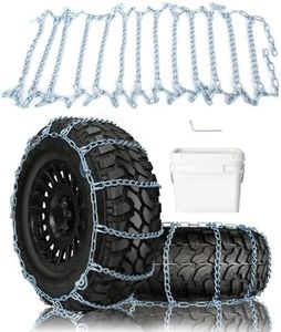 SCITOO Snow Chains For Car Pickup Trucks SUV,Quick Easy Installation Tire Traction Chain,Adjustable Universal Emergency Anti-Skid Thickening Tire Chains Width 255 265 275 285(16" 17" 18" 20")-Set of 2