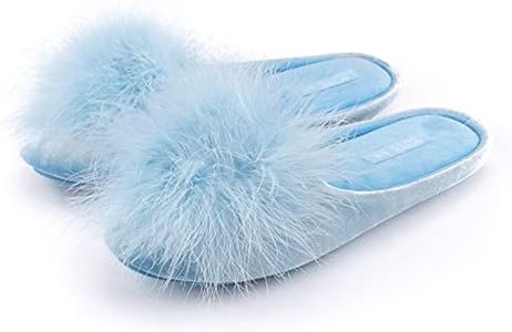 BCTEX COLL Women's Cozy Velvet Memory Foam House Slipper,Ladies Fuzzy Bedroom Slipper Non-slip Sole (5-6, Blue, numeric_5)