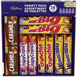 Cadbury 16 Full size Chocolatey Candy Bars, Variety Pack, Wunderbar, Caramilk, Mr. Big, Crunchie, Crispy Crunch, Gift Pack, 816 g