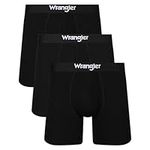 WRANGLER Men's Boxer Shorts in Black | Soft Touch Organic Cotton Mid Length Trunks with Stretchy Elasticated Waistband | Comfortable and Breathable Underwear - Multipack of 3