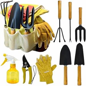 OASISCRAFT Garden Tool Kit Comes with Bag & Gloves,Garden Tool Set with Spray-Bottle Indoors & Outdoors - Durable Garden Tools Set Ideal Tool Kit Gifts for Women & Men, Set of 10