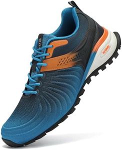 Kricely Men's Walking Shoes Breathable Trail Running Shoes for Men Lightweight Fashion Sneakers for Outdoor Sports Gym Jogging Peacock Blue Size 10