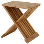 Teak Shower Stool, Teak Shower Bench, 17" Folding Shower Seat, Waterproof Bench, Stool - Bath, Sauna Seating, Spa Mantis Folding Teak Chair, Fully Assembled