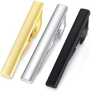 Honey Bear Mens Tie Clip Bar For Narrow Tie- Boys Skinny Stainless Steel For Business Wedding Gift,4.0cm (silver black gold)
