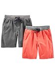 Simple Joys by Carter's Baby Boys' Toddler 2-Pack Shorts, Red, Gray, 4T