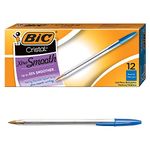 BIC Cristal Extra Smooth Blue Ballpoint Pens, Medium Point (1.0 mm), 12-Count Box, Extra Smooth and Reliable Ballpoint Pens