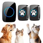 Edge Touch Dog Bells Toilet Training – Black Durable Dog Bell & Wireless Dog Doorbell 1000ft with LED, Waterproof Dog Buttons for Talk Training, Dog Training Bells for Door (2 Bells & 1 Chime)