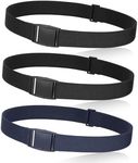 JASGOOD No Show Women Stretch Belt Invisible Elastic Web Strap Belt with Flat Buckle for Jeans Pants Dresses 3 Pack