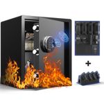 Grimtron Fire Biometric Gun Safe - (1.71 cu. ft.) Coffre Fort - Gun Organizer Fireproof Safe Safe Box with Silent Mode, Backlit Keypad and LED Light