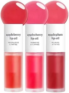 NOONI Vegan Appleseed Lip Oil Set - Appleberry & Applecherry & Appleplum | Lip Stain, Stocking Stuffers, With Apple Seed Oil, Lip Oil Trio, Gift Sets, For Chapped and Flaky Lips