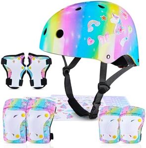 MHJY Casco Bicicleta Niño con Pegatinas DIY para Niñas Casco de Bici Edad 3-8 Años Rodilleras y Coderas de Unicornio Equipo de Protección Ajustable para Ciclismo, Skate, Patinete, Patines