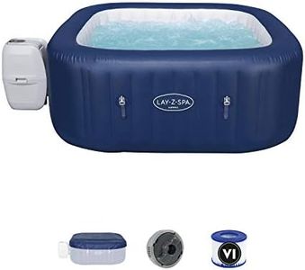 Lay-Z-Spa Hawaii Hot Tub, 140 AirJet Massage System Inflatable Spa with Freeze Shield Technology and Sociable Square Shape, 4-6 Person, Blue