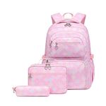 3Pcs Mermaid Scale Backpack Set for Girls with Lunchbox ＆ Pencil Case, Mermaid Girls Backpack School Bag and Lunch Bag Set