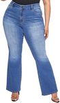 YMI Women's Junior Plus Size Basic Flare Jean, Medium Blue, 24 Plus