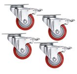 Gikvni Heavy Duty 3 Inches 360 Degree Swivel Caster Wheels for Furniture Chair Workbench Swivel Plate Castors for Furniture Workbench Cabinet Dolly Carts Outdoor Plate Castor Wheel (Pack Of 4)