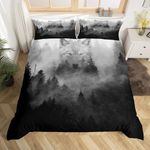 Wolf Printed Bedding Set Queen,Mist