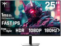 KTC 24.5'' Gaming Monitor, FHD 1080P 180Hz Fast IPS 128% sRGB Frameless Computer Monitor, HDR10, Adaptive Sync, Eye Care PC Gamer Monitor, HDMIx2, DP, VESA Mountable, Tilt Adjustable, H25T7