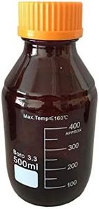 DONLAB MBK0500 500ml Borosilicate Glass Amber Graduated Reagent Bottle Autoclavable with Screw Cap GL 45