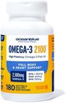 Oceanblue Professional Omega-3 2100 – 180 ct – Triple Strength Burpless Fish Oil Supplement with High-Potency EPA, DHA, DPA – Wild-Caught – Orange Flavor (90 Servings)