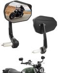 SUPAREE Motorcycle Mirrors Motorbike Bar end Mirrors Bar wing Mirror Motorbike with E-MARK with Rain Deflector Aluminum 360°Rotating Suitable for Scooter Cruiser Sport(2-Pack)